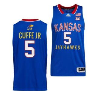 Men's #5 Kyle Cuffe Jr Jersey Kansas Jayhawks College Basketball Jerseys Royal Throwback