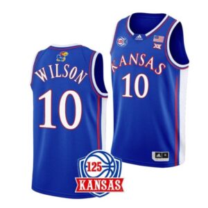 Men's #10 Jalen Wilson Jersey Kansas Jayhawks College Basketball Jerseys Blue