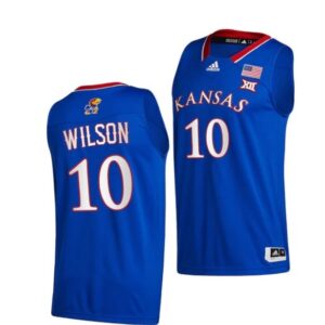 Men's #10 Jalen Wilson Jersey Kansas Jayhawks College Basketball Jerseys Royal 2021