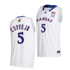 Men's #5 Kyle Cuffe Jr Jersey Kansas Jayhawks College Basketball Jerseys White 2022