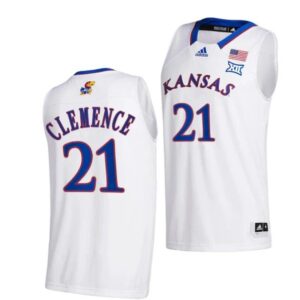 Men's #21 Zach Clemence Jersey Kansas Jayhawks College Basketball Jerseys White 2022