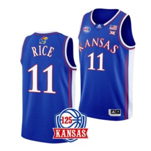 Men's #11 M.J. Rice Jersey Kansas Jayhawks College Basketball Jerseys Blue