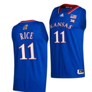 Men's #11 M.J. Rice Jersey Kansas Jayhawks College Basketball Jerseys Royal Throwback
