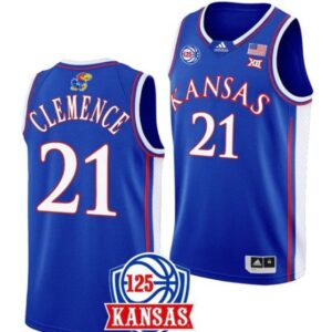 Men's #21 Zach Clemence Jersey Kansas Jayhawks College Basketball Jerseys Blue