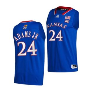 Men's #24 K.J. Adams Jr Jersey Kansas Jayhawks College Basketball Jerseys Blue 2022