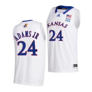 Men's #24 K.J. Adams Jr Jersey Kansas Jayhawks College Basketball Jerseys White 2022