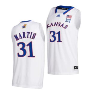 Men's #31 Cam Martin Jersey Kansas Jayhawks College Basketball Jerseys White 2022
