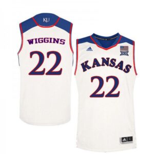 Men's Jayhawks #22 Andrew Wiggins Jersey White College Basketball Jerseys