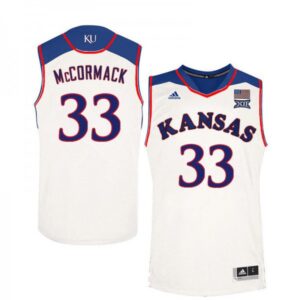 Mens Jayhawks #33 David McCormack Jersey White Stitched College Basketball Jerseys