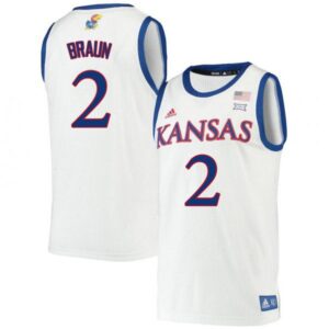 Mens Kansas #2 Christian Braun Jersey White Alumi College Basketball Jerseys