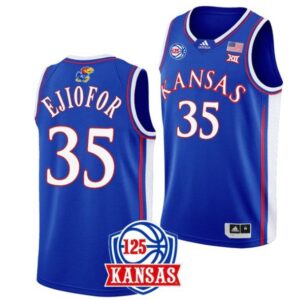 Men's #35 Zuby Ejiofor Jersey Kansas Jayhawks College Basketball Jerseys Blue