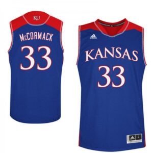 Mens Jayhawks #33 David McCormack Jersey Blue College Basketball Jerseys