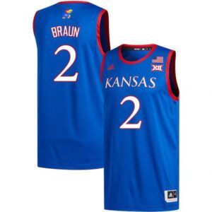 Mens Kansas #2 Christian Braun Jersey Royal Stitched College Basketball Jerseys