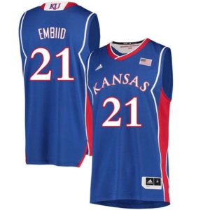 Men's Kansas Jayhawks #21 Joel Embiid Jersey Royal Classic NCAA College Basketball Jerseys