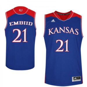 Men's Kansas Jayhawks #21 Joel Embiid Jersey Royal NCAA College Basketball Jerseys