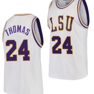 Cameron Thomas Jersey LSU Tigers College Basketball White Replica #24