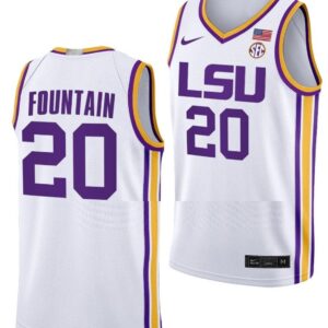 Derek Fountain Jersey LSU Tigers College Basketball Limited White #20