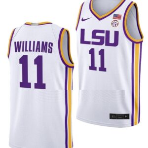 Justice Williams Jersey LSU Tigers College Basketball Limited White #11