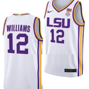 KJ Williams Jersey LSU Tigers College Basketball Limited White #12