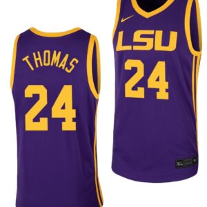 Cameron Thomas Jersey LSU Tigers College Basketball Purple Replica #24