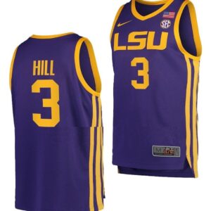 Justice Hill Jersey LSU Tigers College Basketball Purple #3