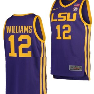 KJ Williams Jersey LSU Tigers College Basketball Purple #12