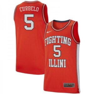 Men Fighting Illini #5 Andre Curbelo Jersey Retro Orange Alumni Jerseys