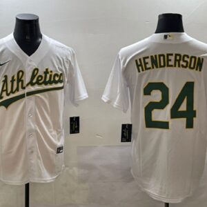 Men's Rickey Henderson #24 Oakland Athletics Home Replica Jersey White Christmas Gift