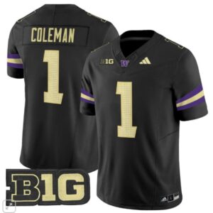 Jonah Coleman Jersey #1 Washington Huskies Football All Stitched Black
