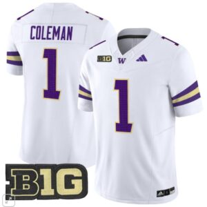 Jonah Coleman Jersey #1 Washington Huskies Football All Stitched White