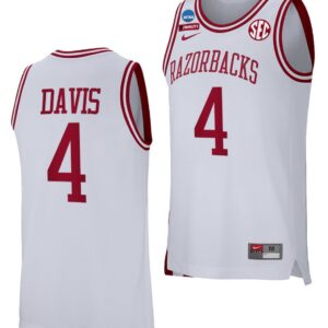 Davonte Davis Jersey Arkansas Razorbacks Basketball 2022 NCAA March Madness Retro White #4