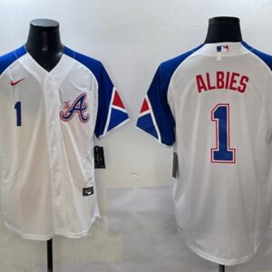 Men's Ozzie Albies #1 Atlanta Braves City Connect Limited Player Jersey - White