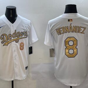 Men's Enrique Hern?ndez #8 Los Angeles Dodgers 2025 Gold Collection Limited Jersey White
