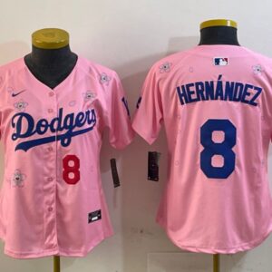 Women's Enrique Hern?ndez #8 Los Angeles Dodgers 2025 Tokyo Series Jersey Pink