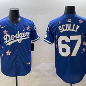 Men's Vin Scully #67 Los Angeles Dodgers Tokyo Series 2025 Jersey Royal Christmas Present