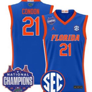 Alex Condon Jersey #21 Florida Gators 2025 National Champions Patch Royal