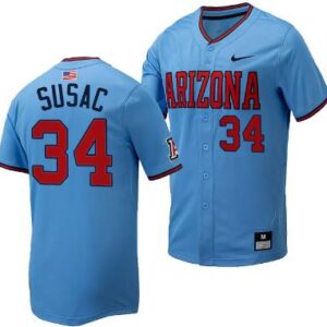 Anthony Susac Jersey #34 Arizona Wildcats Replica Baseball Full-Button Light