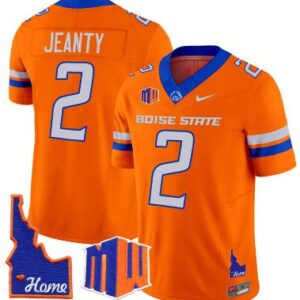 Ashton Jeanty Jersey #2 Boise State Broncos 2024 Home Patch Football Orange