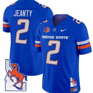 Ashton Jeanty Jersey #2 Boise State Broncos 2024 Map Patch Vapor Football Royal