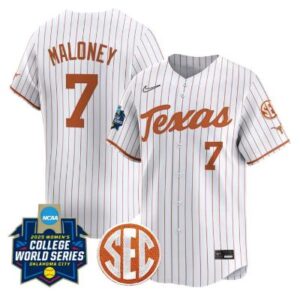 Ashton Maloney Jersey #7 Texas Longhorns 2025 World Series Stitched Pinstripe