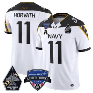 Blake Horvath Jersey #11 Navy Midshipmen 2025 Armed Forces Bowl Football White