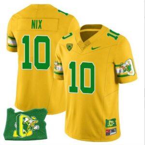 Bo Nix Jersey #10 Oregon Ducks Mighty Oregon Throwback  Oregon State Yellow