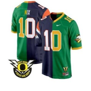 Bo Nix Jersey #10 Oregon Ducks Split Game College Football All Stitched