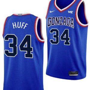 Braden Huff Jersey #34 Gonzaga Bulldogs Throwback uniform 2023-24 Blue