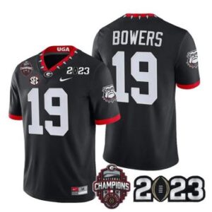 Brock Bowers Jersey #19 CFP National Champions Patch 2023  All Stitched Black