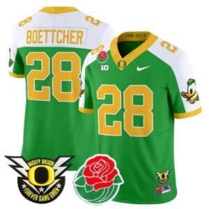 Bryce Boettcher Jersey #28 Oregon Ducks 2025 Rose Bowl Game Green Alternate