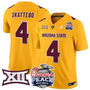 Cam Skattebo Jersey #4 Arizona State Sun Devils 2025 Peach Bowl Gold