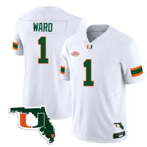 Cameron Ward Jersey #1 Miami Hurricanes Florida Map College Football Stitched