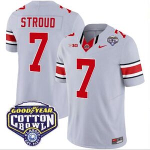 CJ Stroud Jersey #7 Ohio State Buckeyes Cotton Bowl Patch Vapor Football Gray