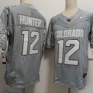 Colorado Buffaloes #12 Travis Hunter Jersey College Football Grey